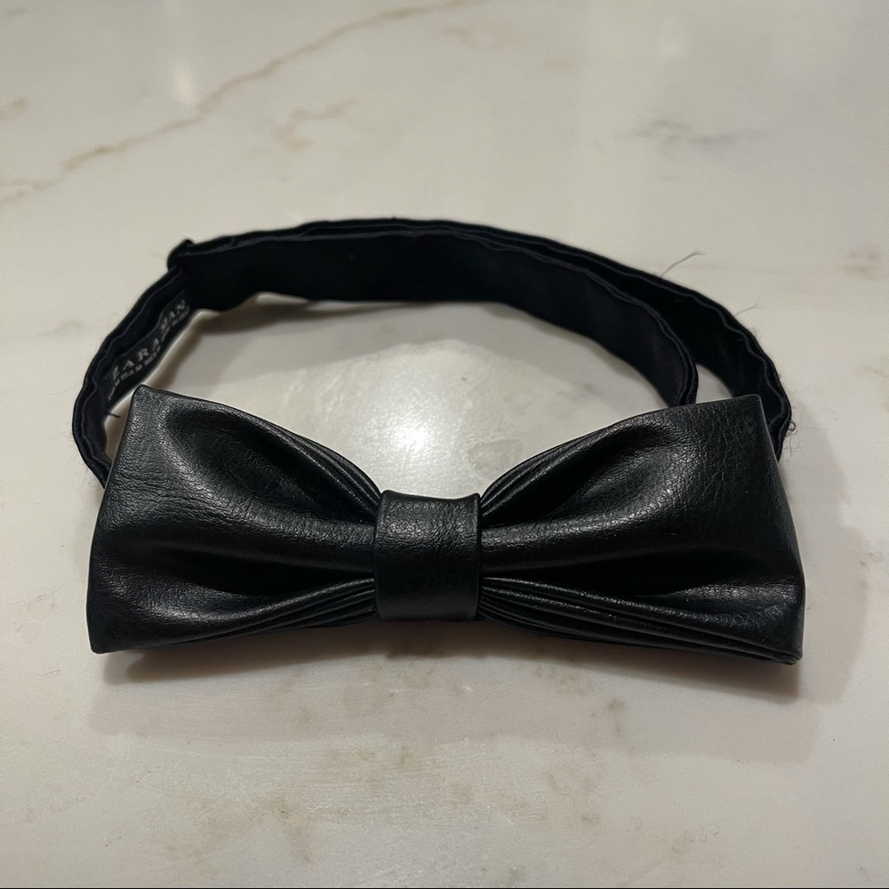 Zara Vegan Leather Bow Tie
